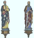 St. Petrus und St. Paulus, Terrakotta polychrom gefasst und vergoldet, Statuen um 1860